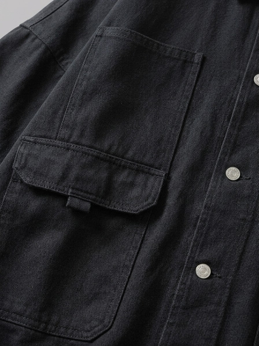 Castellana Men's Oversized Twill Work Jacket — black — detail