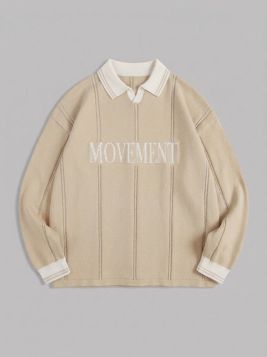 Castelmezzano Men's Cable-Line Polo Sweater — beige — packshot