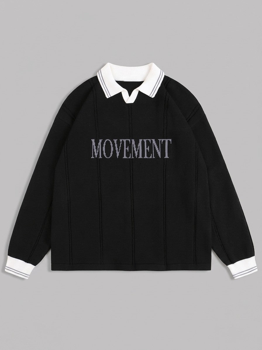 Castelmezzano Men's Cable-Line Polo Sweater — black — packshot