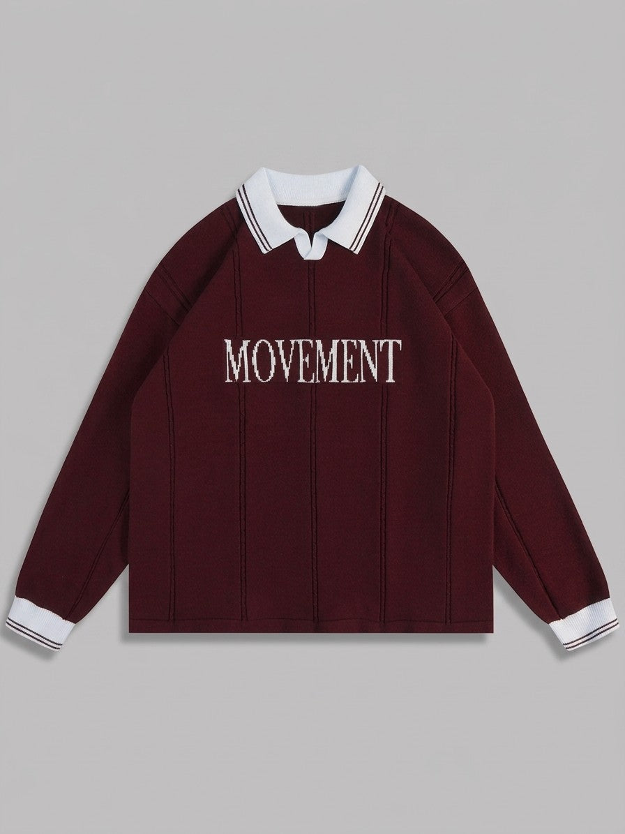 Castelmezzano Men's Cable-Line Polo Sweater — burgundy — packshot