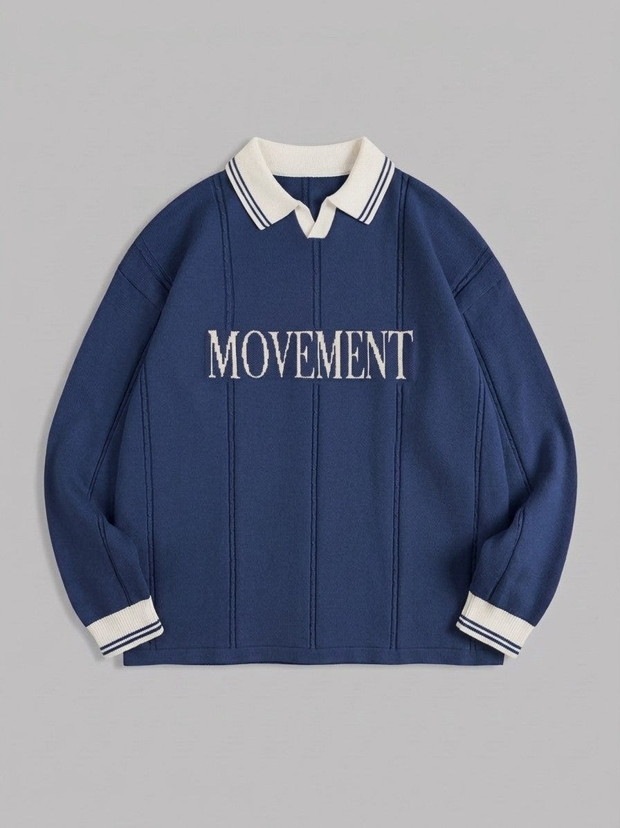 Castelmezzano Men's Cable-Line Polo Sweater — darkblue — packshot