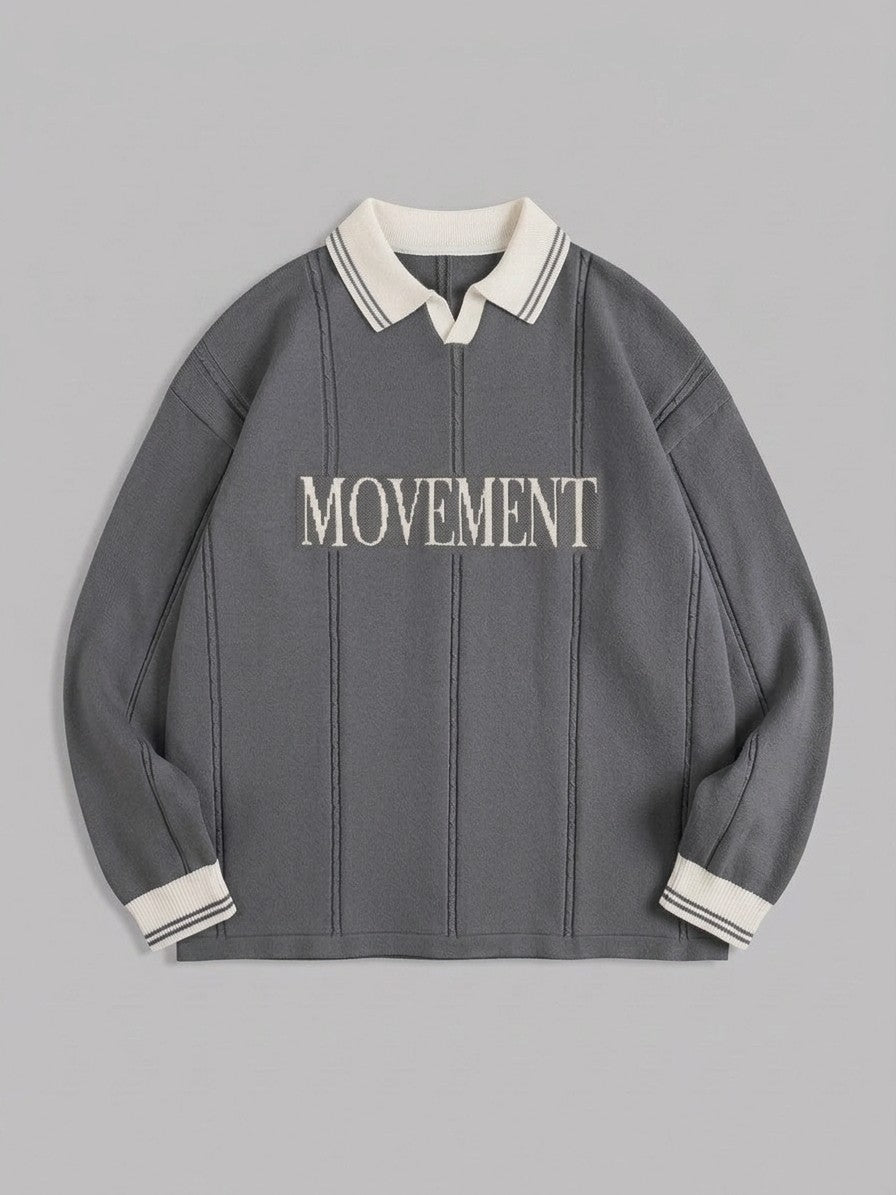 Castelmezzano Men's Cable-Line Polo Sweater — darkgrey — packshot