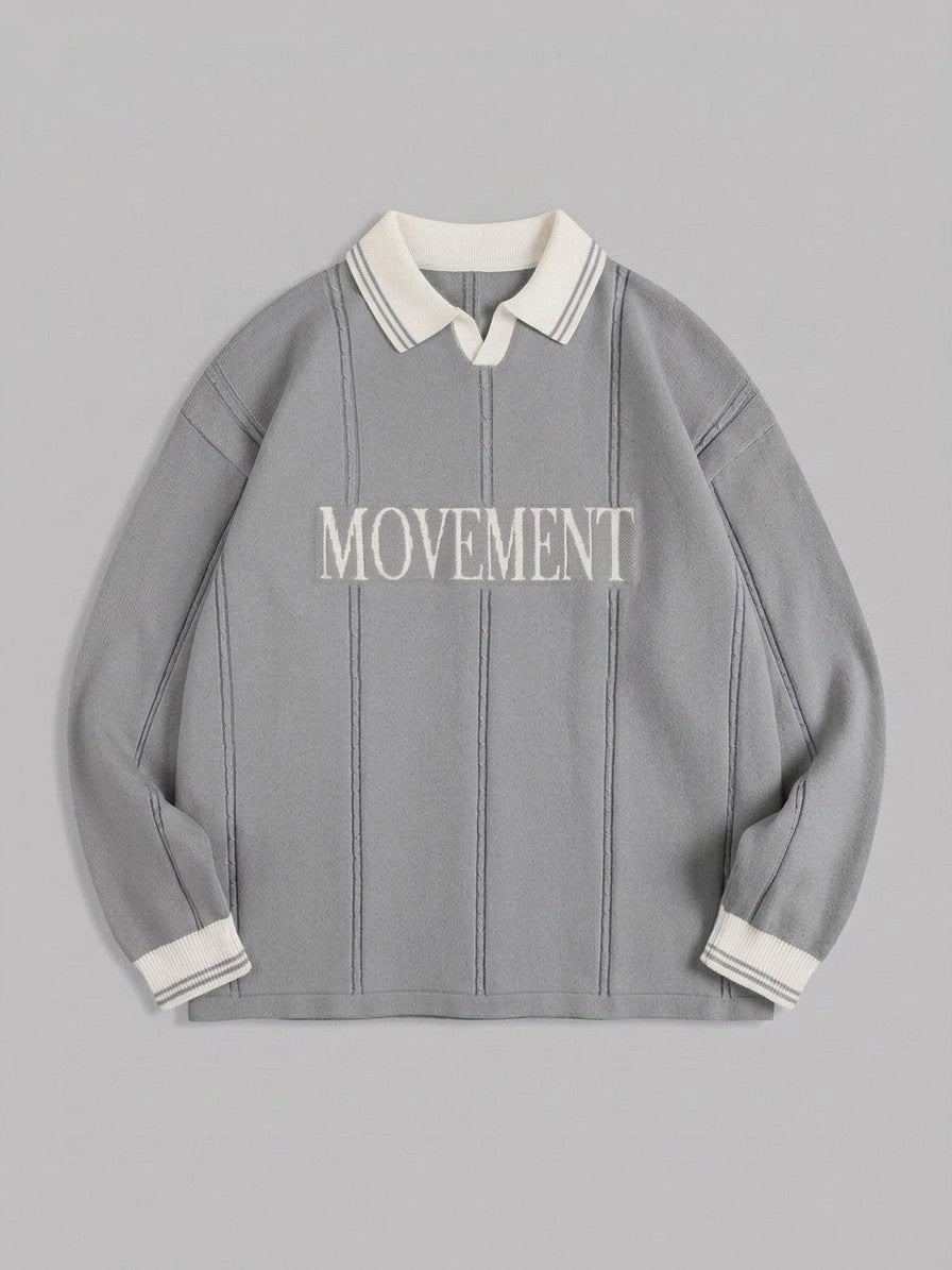 Castelmezzano Men's Cable-Line Polo Sweater — grey — packshot