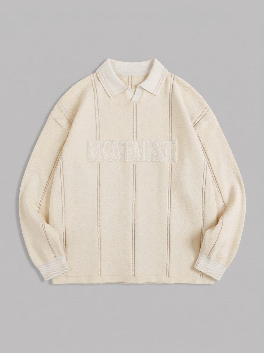 Castelmezzano Men's Cable-Line Polo Sweater — ivory — packshot