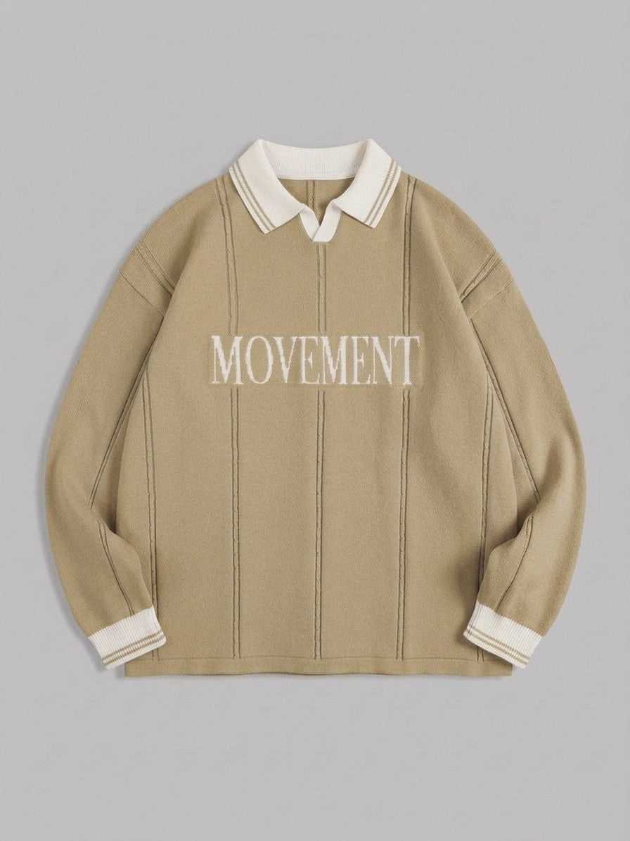 Castelmezzano Men's Cable-Line Polo Sweater — khaki — packshot