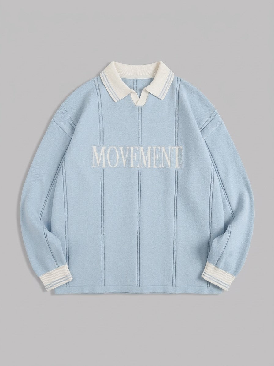 Castelmezzano Men's Cable-Line Polo Sweater — lightblue — packshot