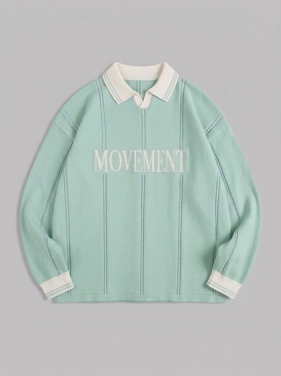 Castelmezzano Men's Cable-Line Polo Sweater — mint — packshot