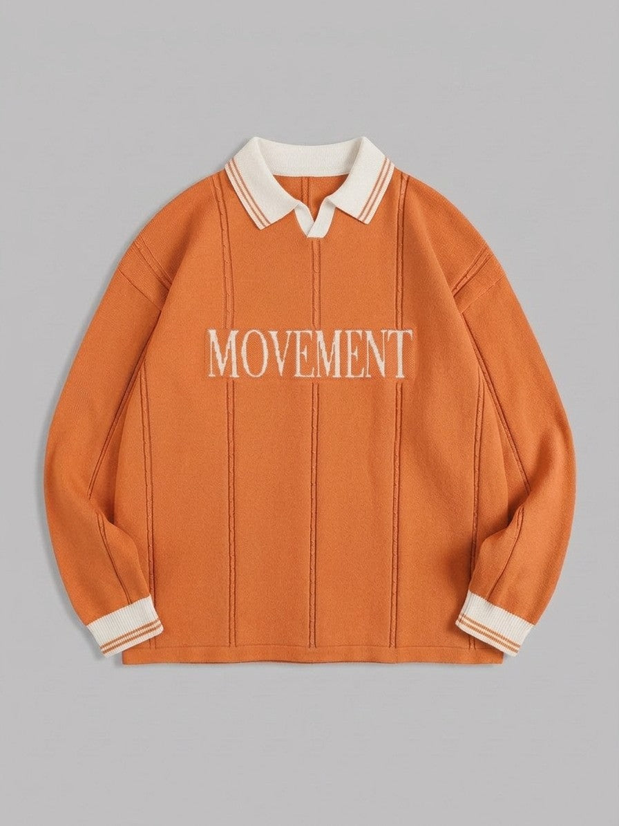 Castelmezzano Men's Cable-Line Polo Sweater — orange — packshot