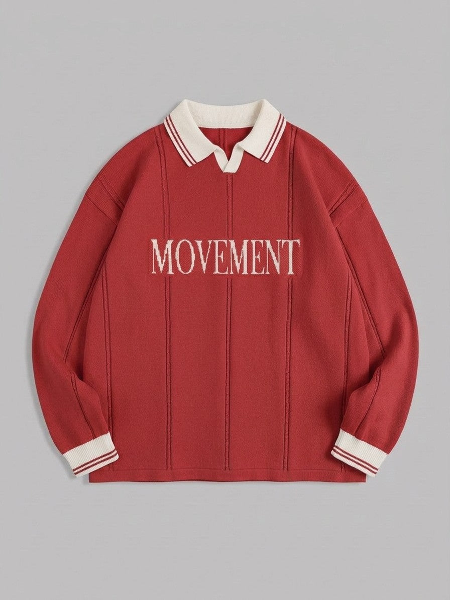 Castelmezzano Men's Cable-Line Polo Sweater — red — packshot