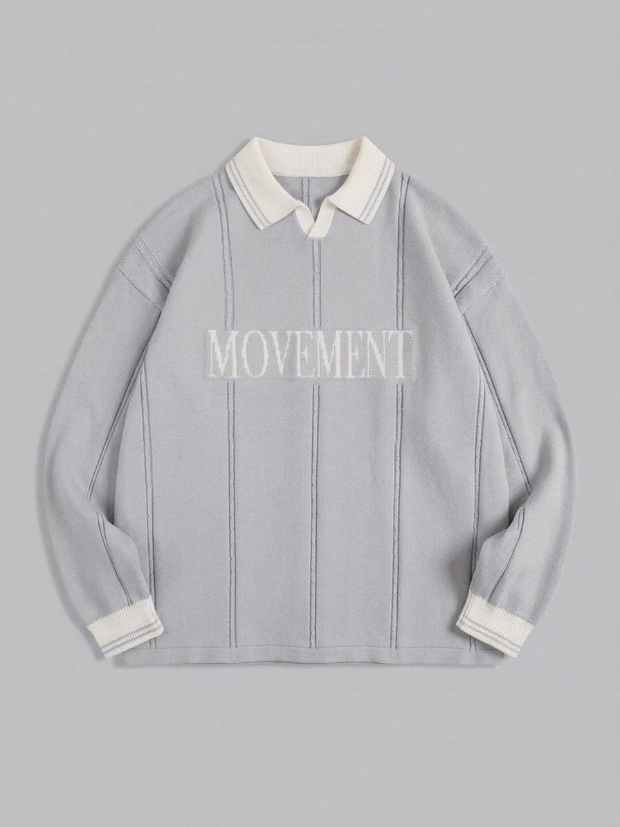 Castelmezzano Men's Cable-Line Polo Sweater — silver — packshot