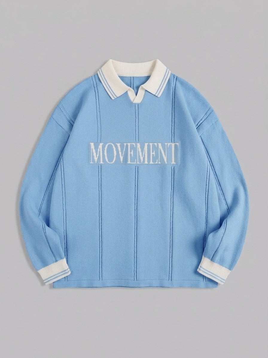 Castelmezzano Men's Cable-Line Polo Sweater — skyblue — packshot