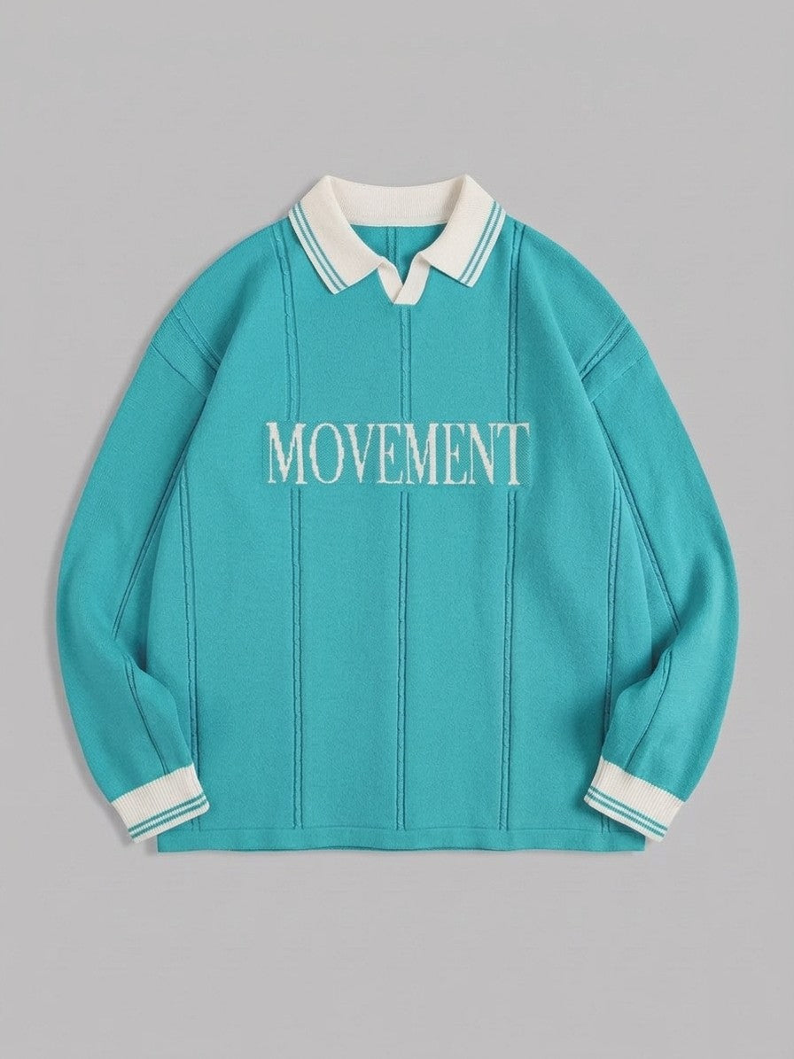 Castelmezzano Men's Cable-Line Polo Sweater — turquoise — packshot