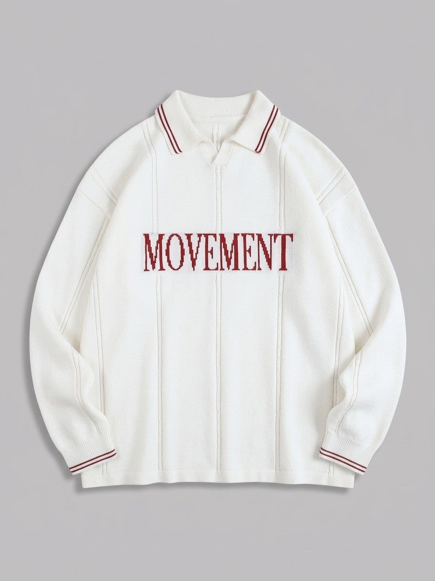 Castelmezzano Men's Cable-Line Polo Sweater — white — packshot