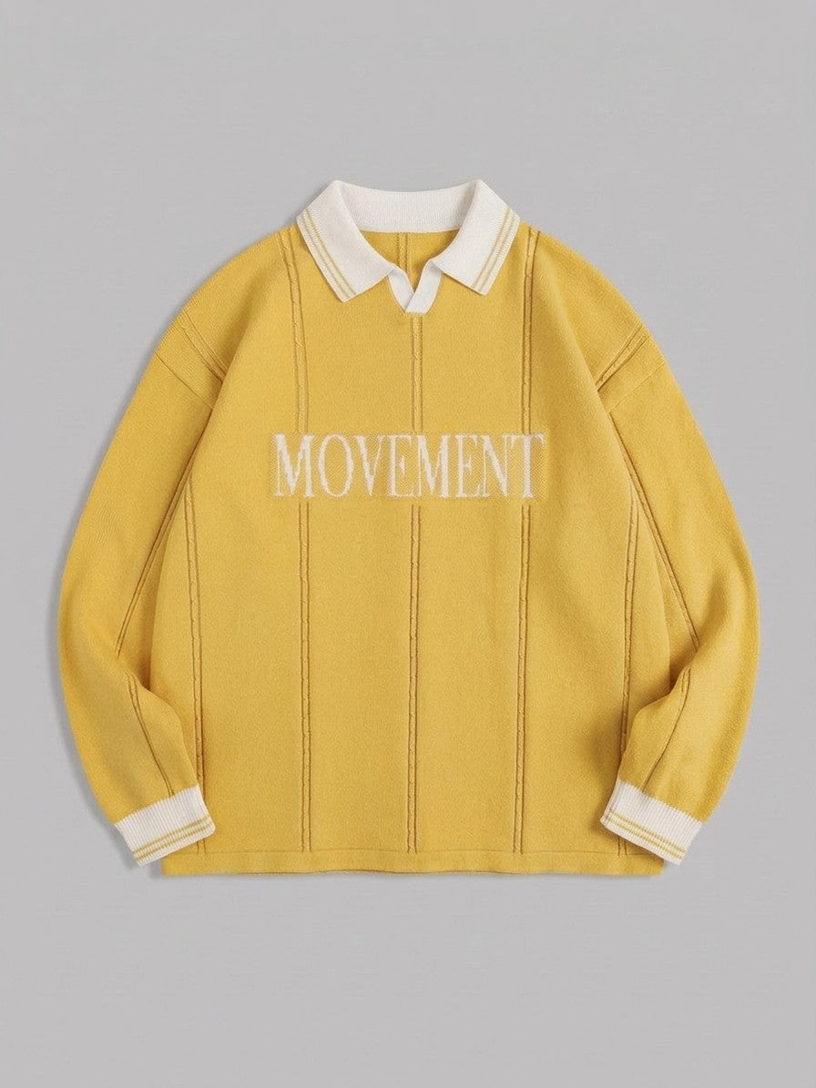 Castelmezzano Men's Cable-Line Polo Sweater — yellow — packshot