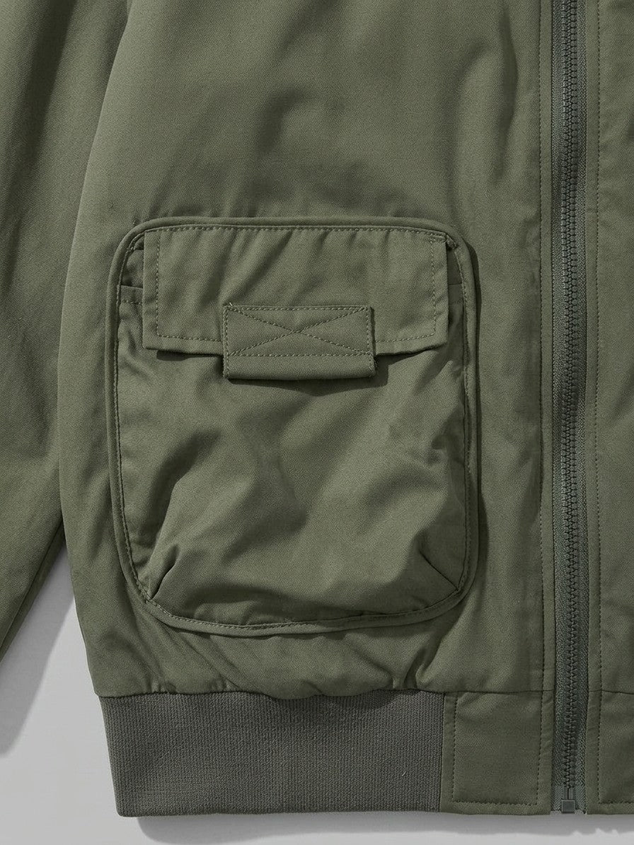 Castenaso Men's Reversible Quilted Cargo Bomber Jacket — olivegreen — detail