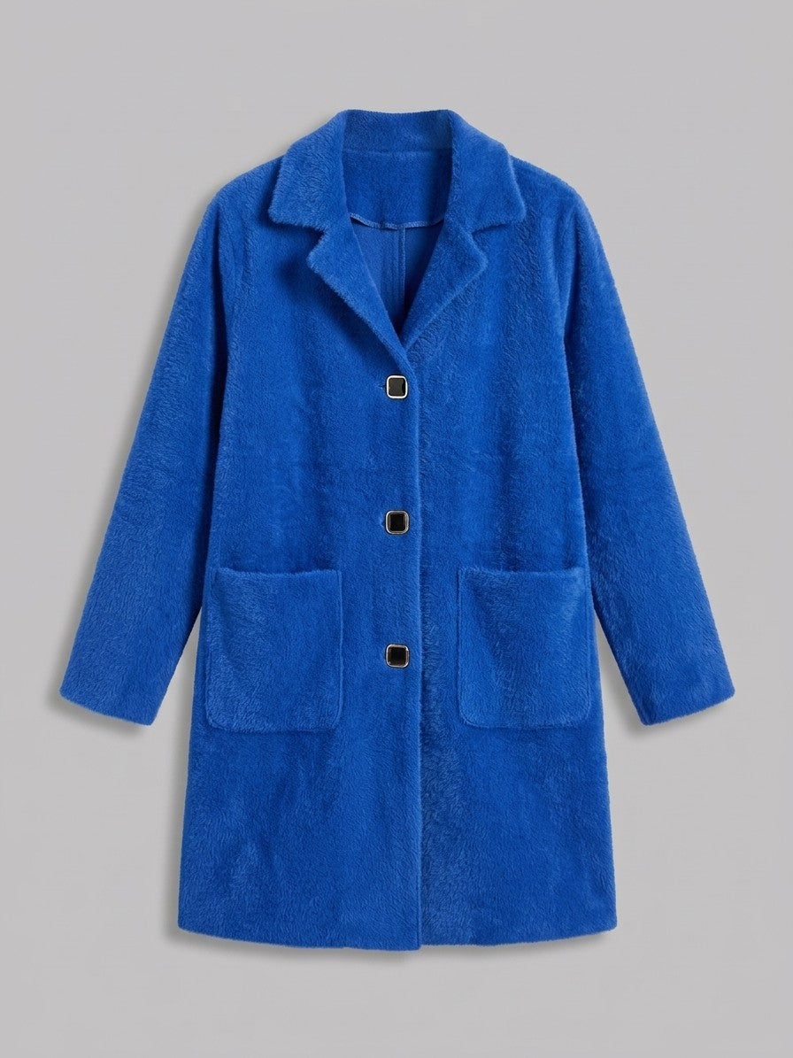 Castiglione Women's Brushed Notched Lapel Coat — blue — packshot