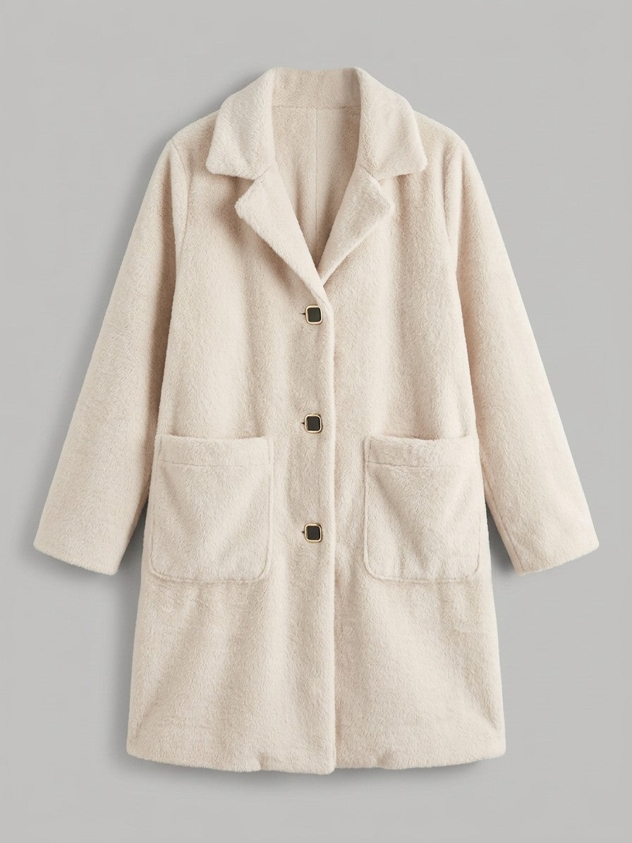 Castiglione Women's Brushed Notched Lapel Coat — cream — packshot