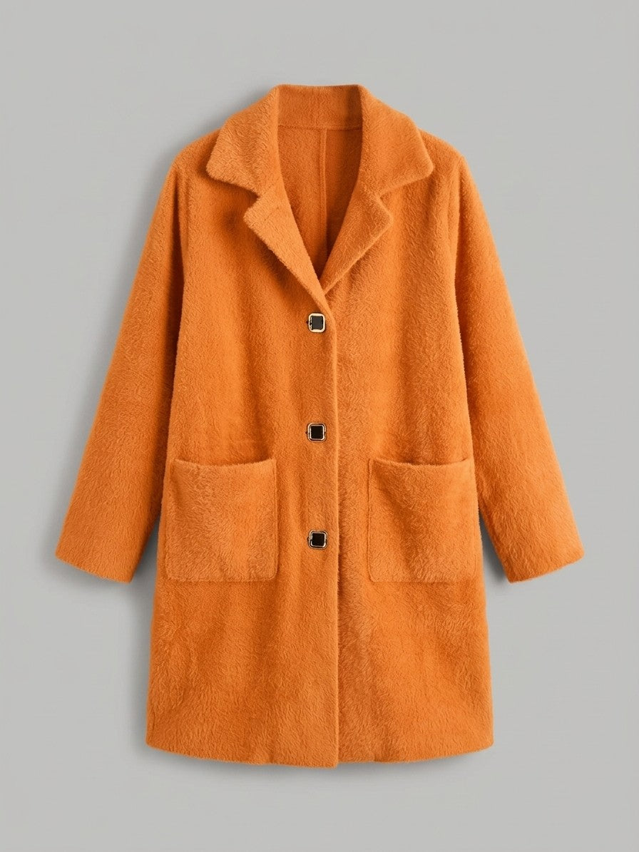 Castiglione Women's Brushed Notched Lapel Coat — orange — packshot