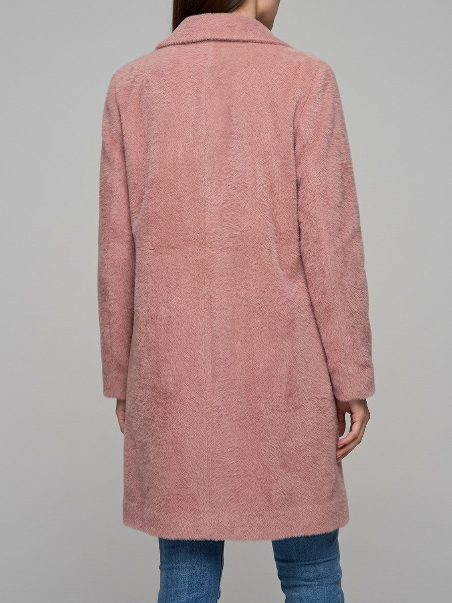 Castiglione Women's Brushed Notched Lapel Coat — pink — back