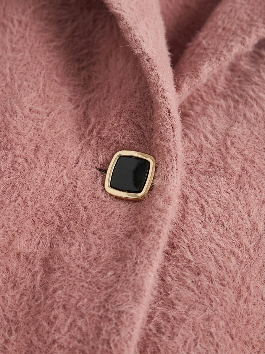 Castiglione Women's Brushed Notched Lapel Coat — pink — detail-2