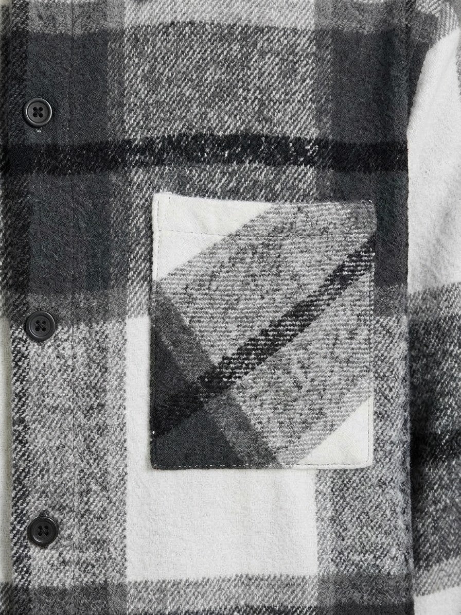 Catania Men's Plaid Button-Up Shirt — black — detail-2