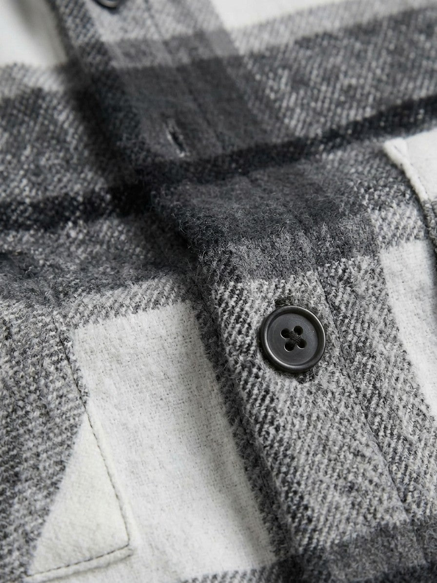 Catania Men's Plaid Button-Up Shirt — black — detail