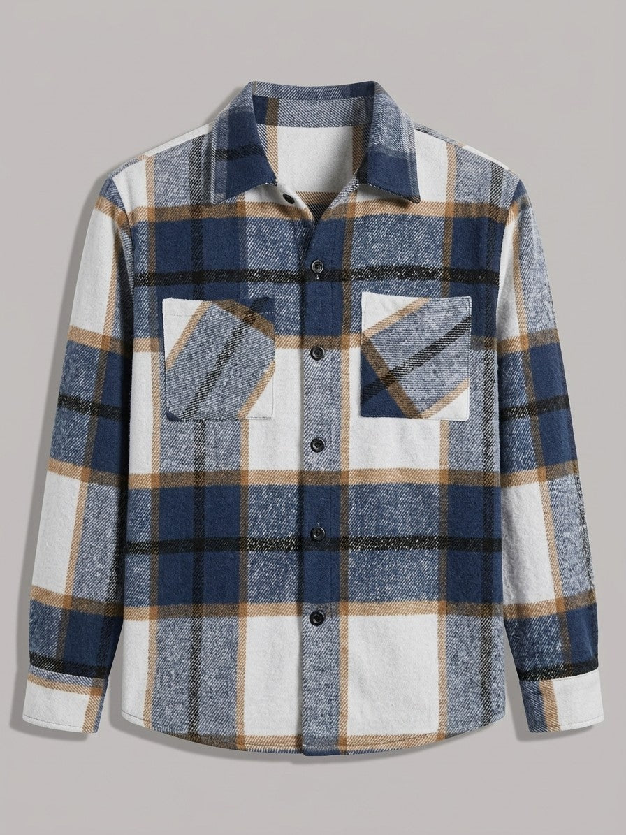 Catania Men's Plaid Button-Up Shirt — blue — packshot