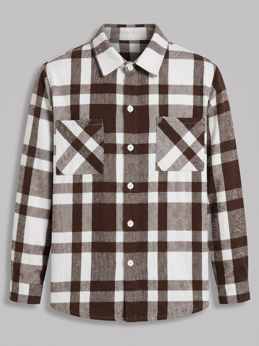 Catania Men's Plaid Button-Up Shirt — brown — packshot