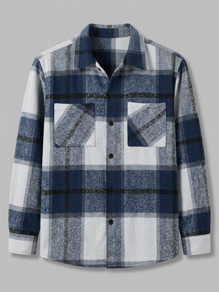 Catania Men's Plaid Button-Up Shirt — darkblue — packshot