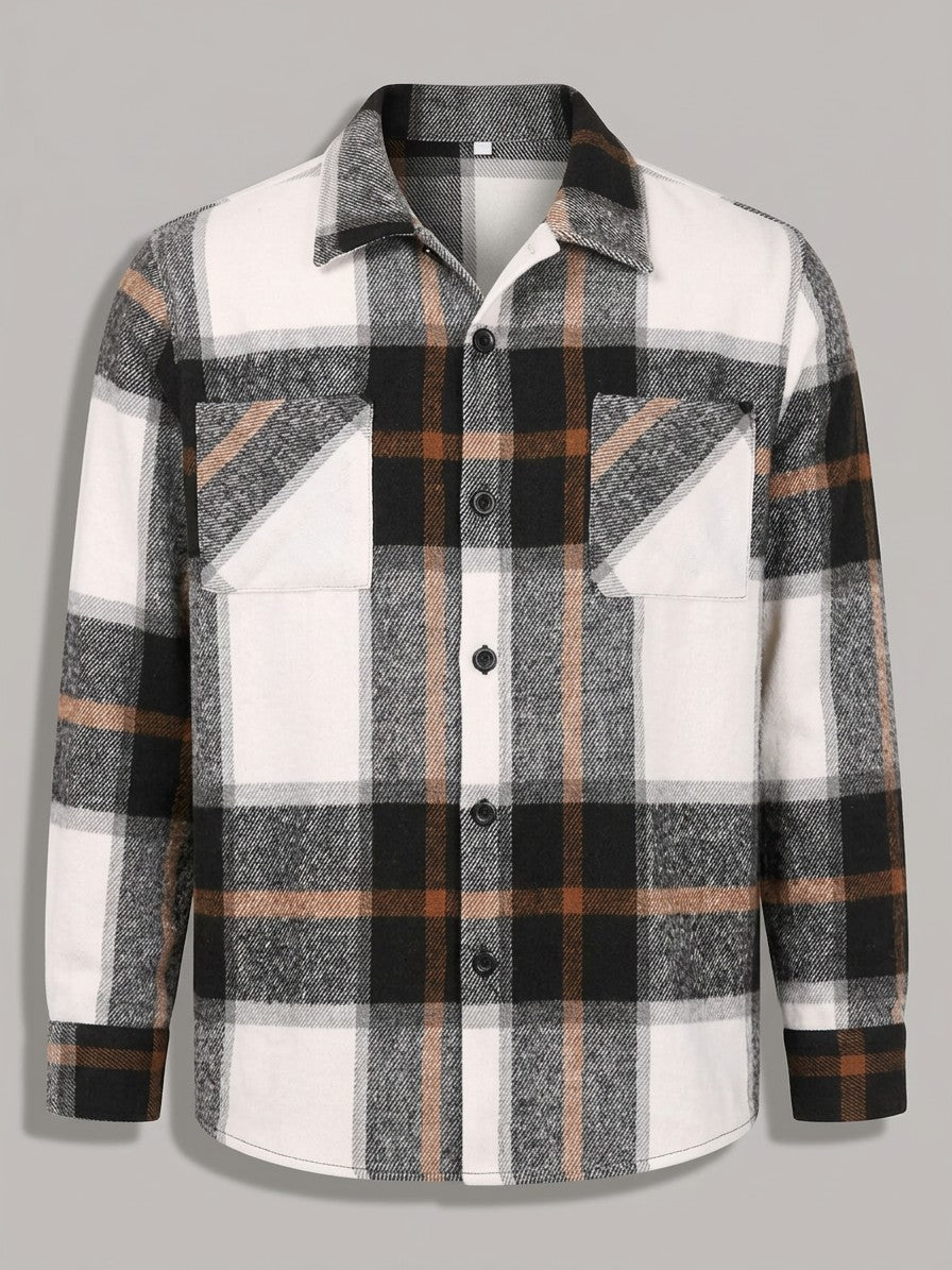 Catania Men's Plaid Button-Up Shirt — gray — packshot