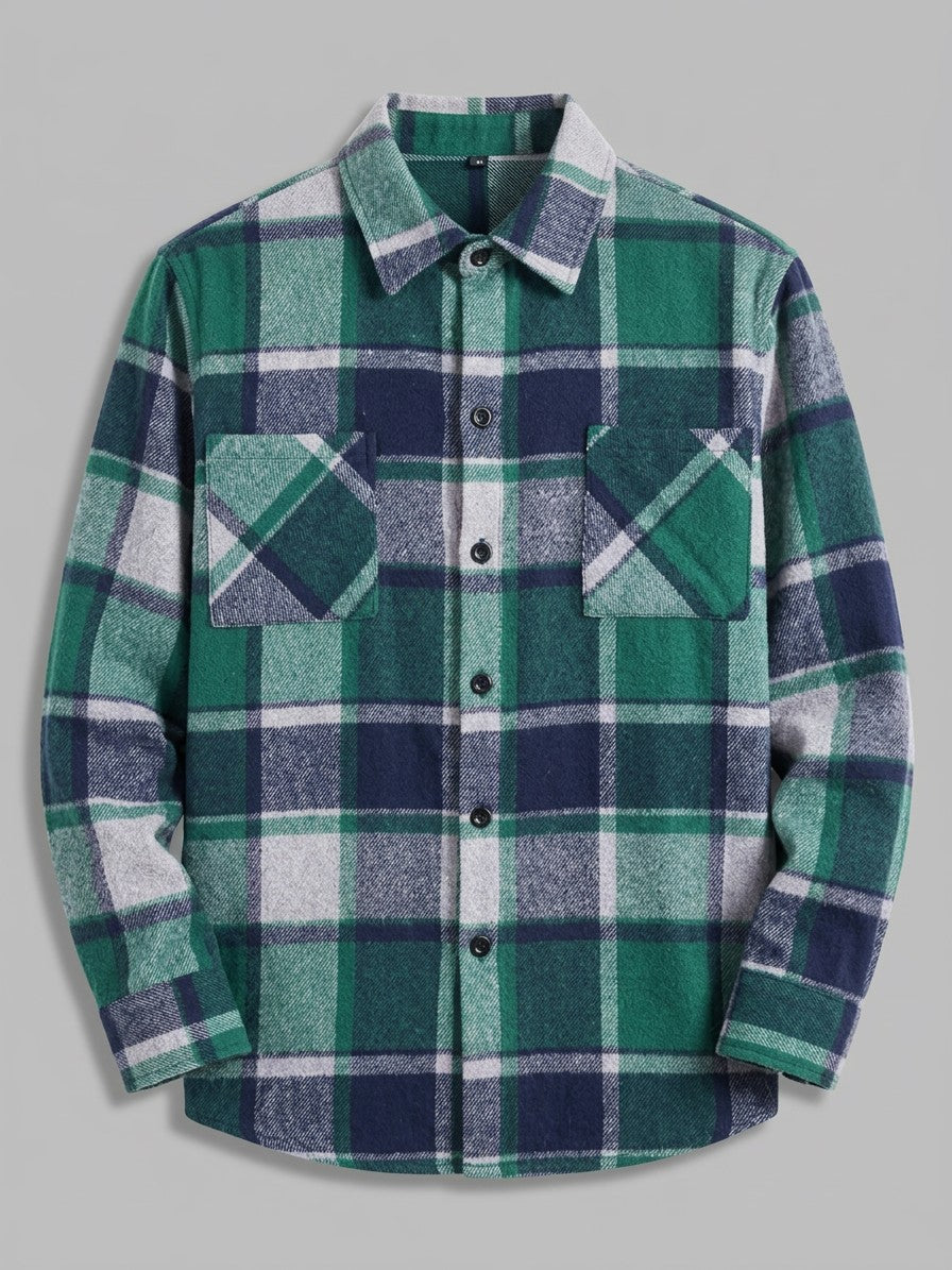 Catania Men's Plaid Button-Up Shirt — graygreen — packshot
