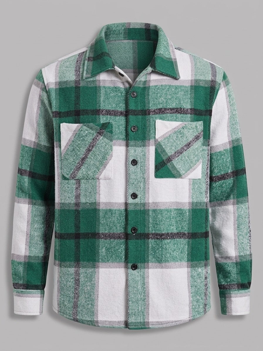 Catania Men's Plaid Button-Up Shirt — green — packshot
