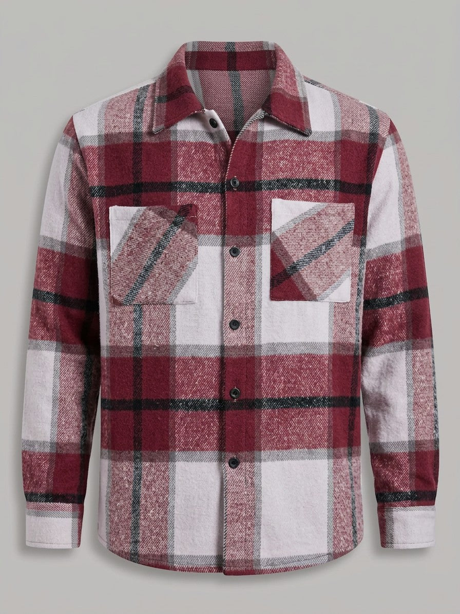Catania Men's Plaid Button-Up Shirt — red — packshot
