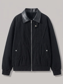 Cefalu Men's Corduroy Jacket with Leather-Look Collar