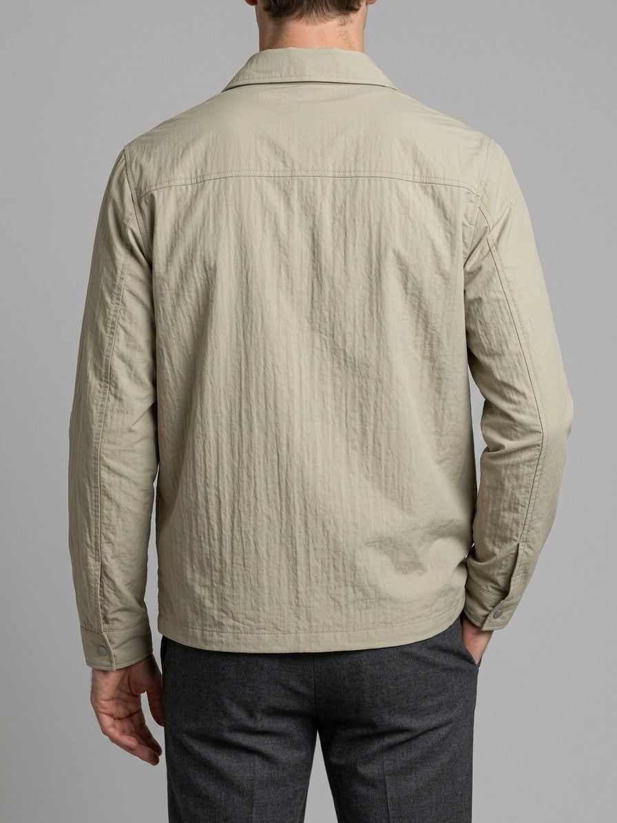 Cento Men's Seersucker Snap Shirt Jacket — lightkhaki — back