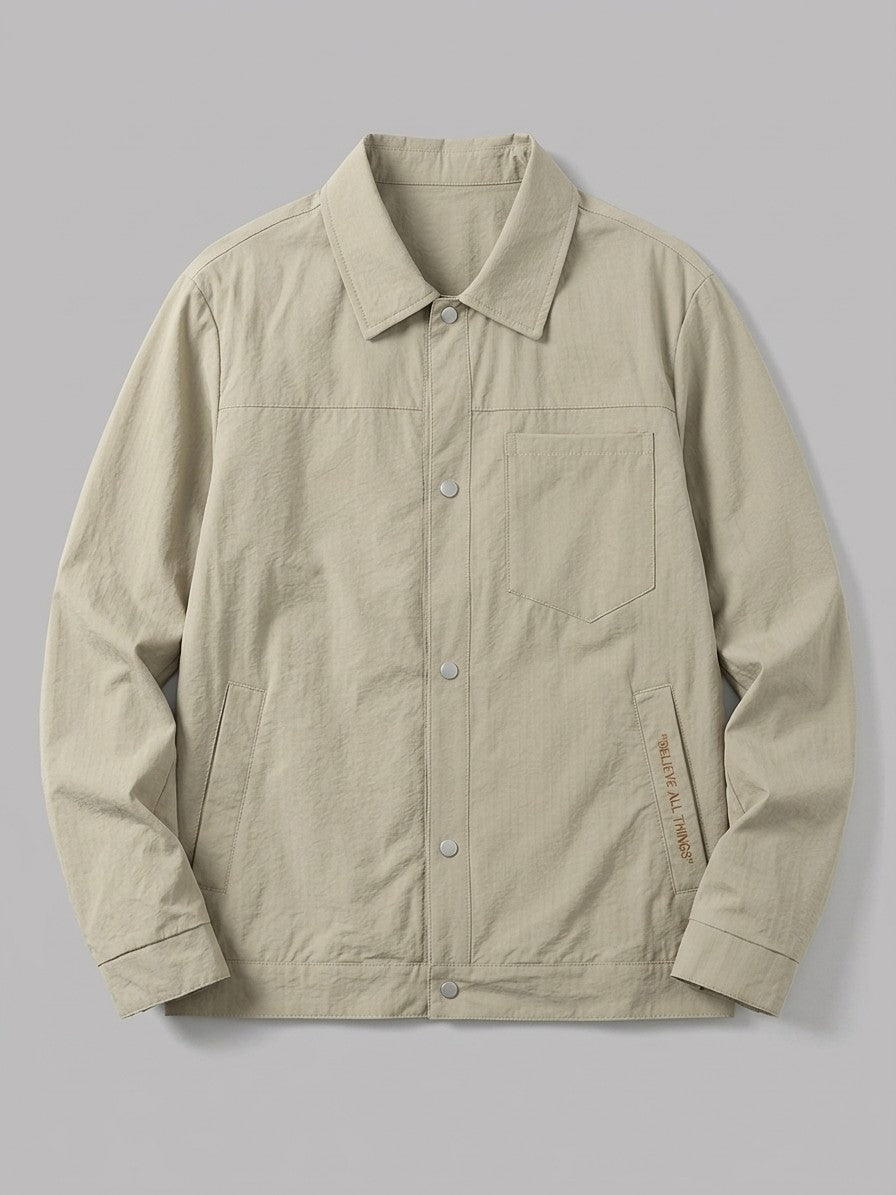 Cento Men's Seersucker Snap Shirt Jacket — lightkhaki — packshot