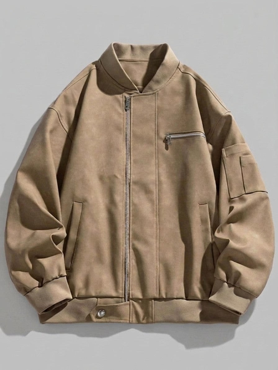 Cerveteri Men's Washed Faux Suede MA-1 Bomber — khaki — packshot