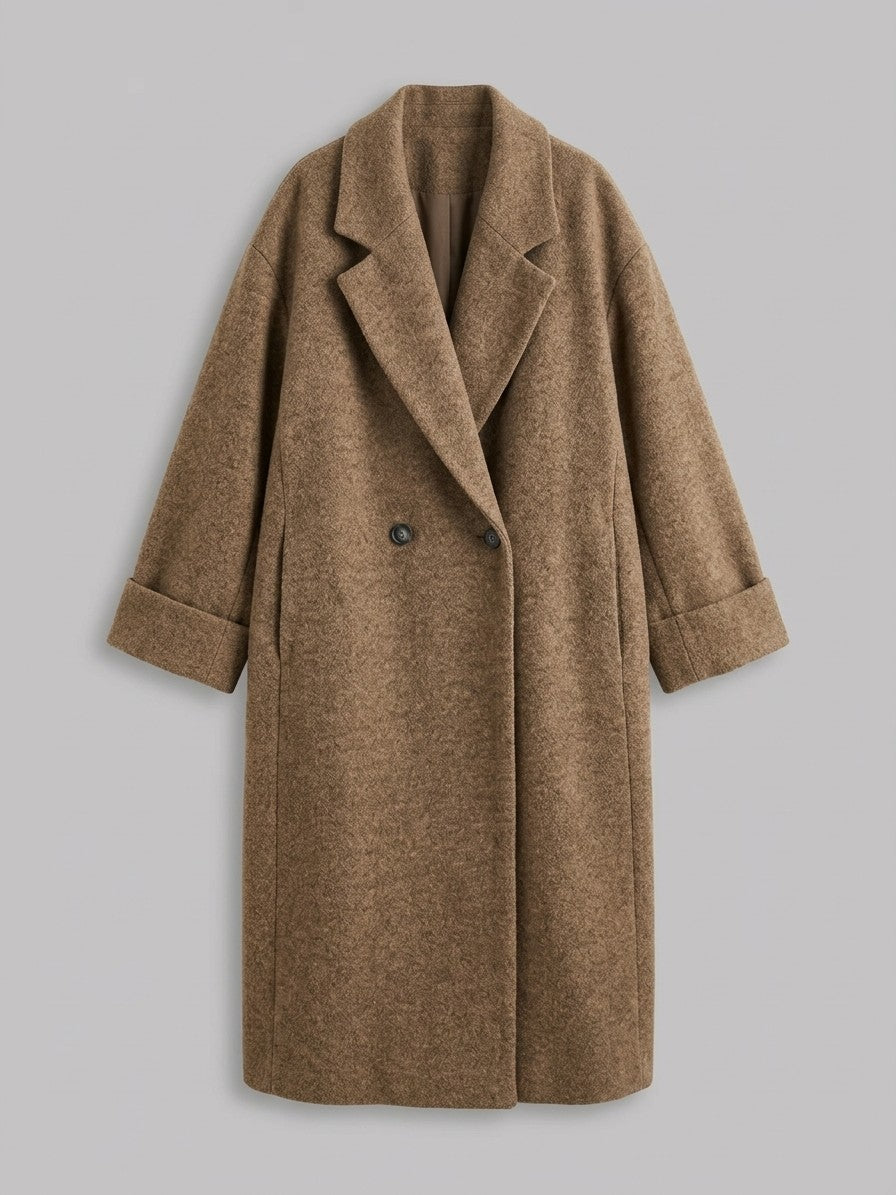 Cervo Women's Oversized Cocoon Maxi Coat — brown — packshot
