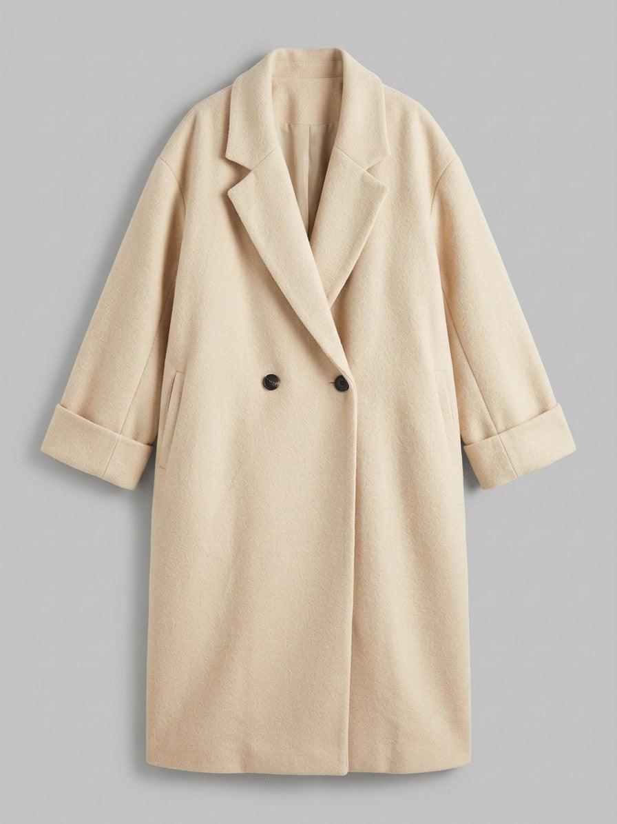 Cervo Women's Oversized Cocoon Maxi Coat — cream — packshot
