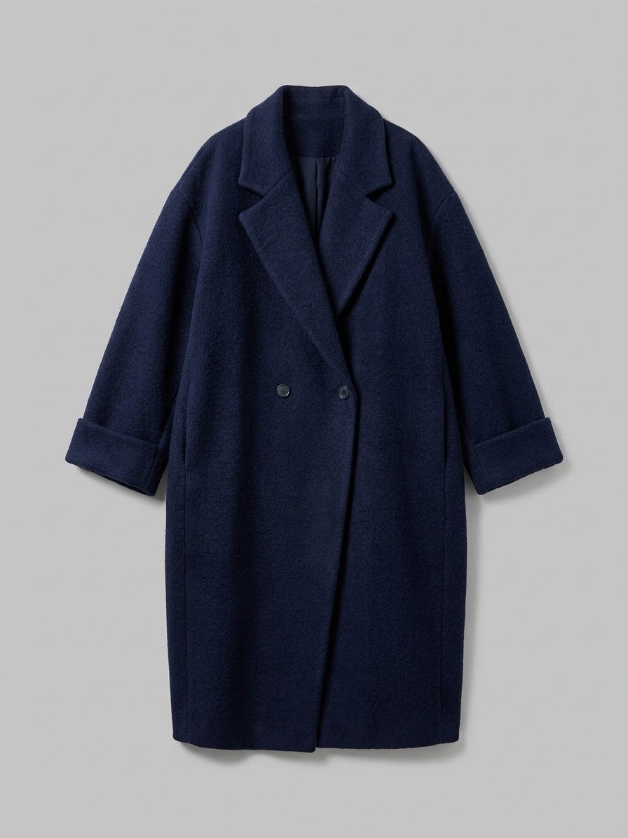 Cervo Women's Oversized Cocoon Maxi Coat — darkblue — packshot