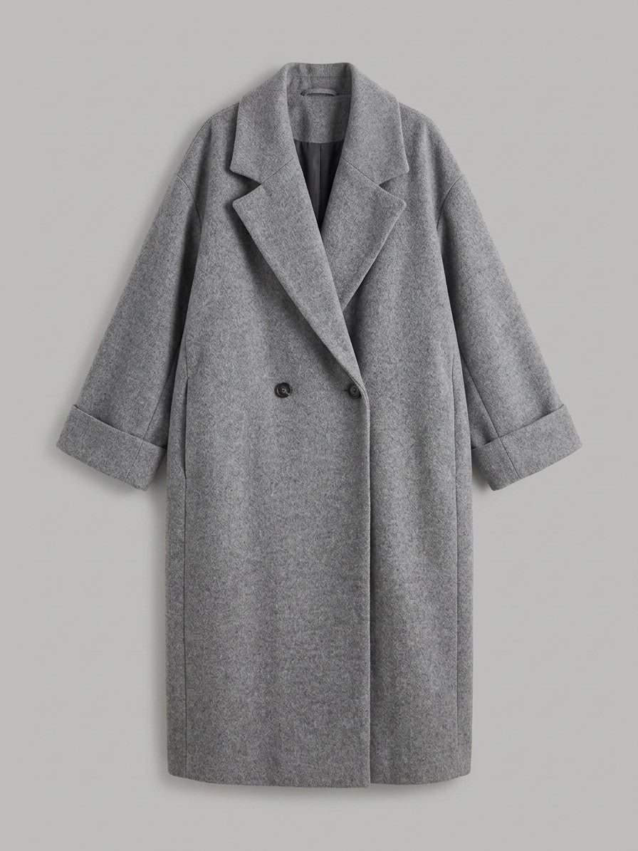 Cervo Women's Oversized Cocoon Maxi Coat — gray — packshot