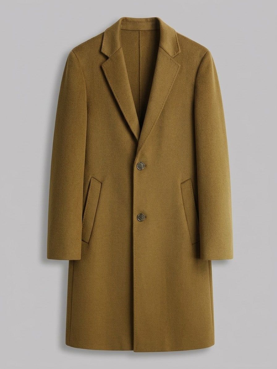 Cesena Men's Wool Tailored Long Coat — camel — packshot