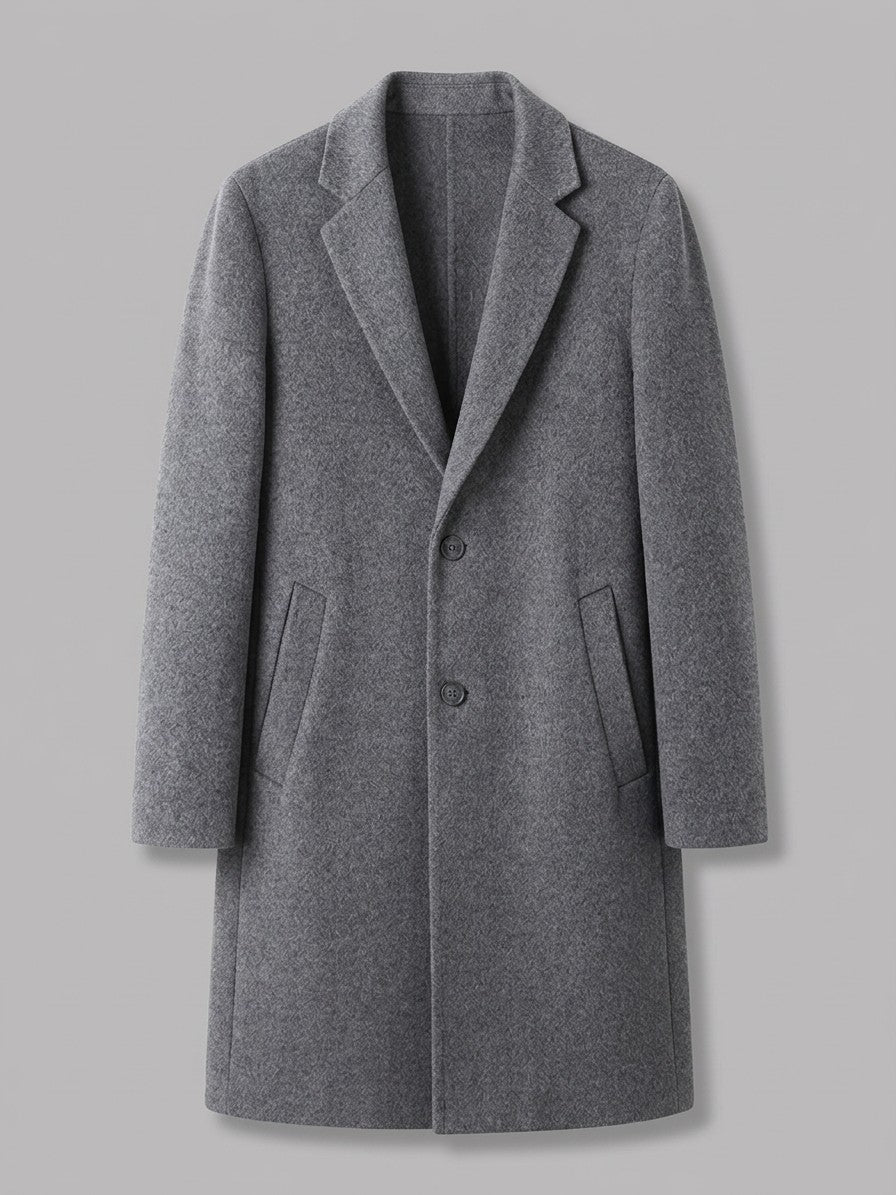 Cesena Men's Wool Tailored Long Coat — grey — packshot