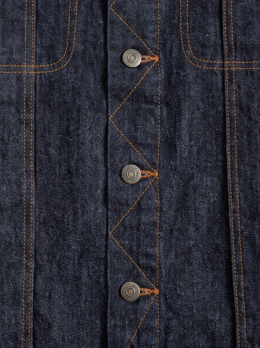 Cetara Men's Corduroy-Collar Denim Trucker Jacket — indigo — detail-collar