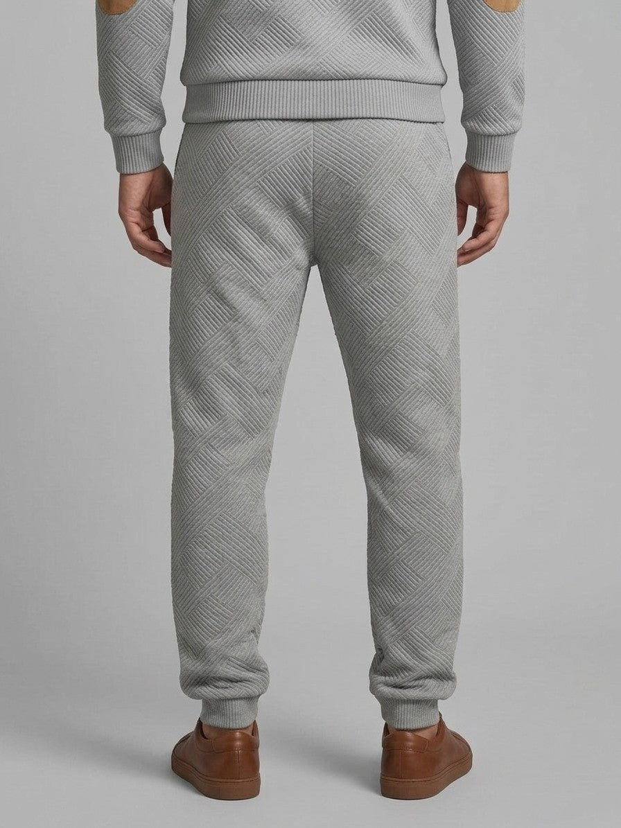 Chiari Men's Textured Henley Hoodie & Jogger Set — grey — bottomback