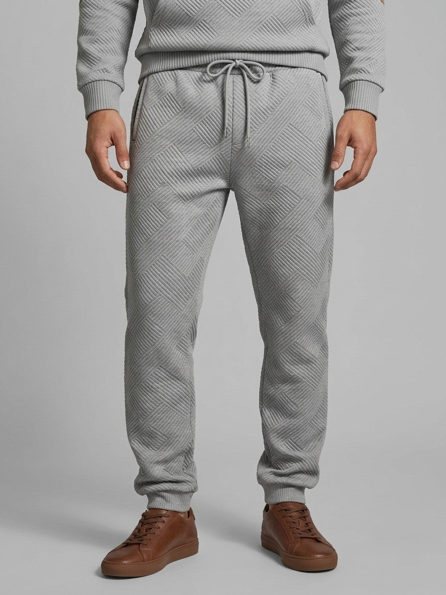 Chiari Men's Textured Henley Hoodie & Jogger Set — grey — bottomfront