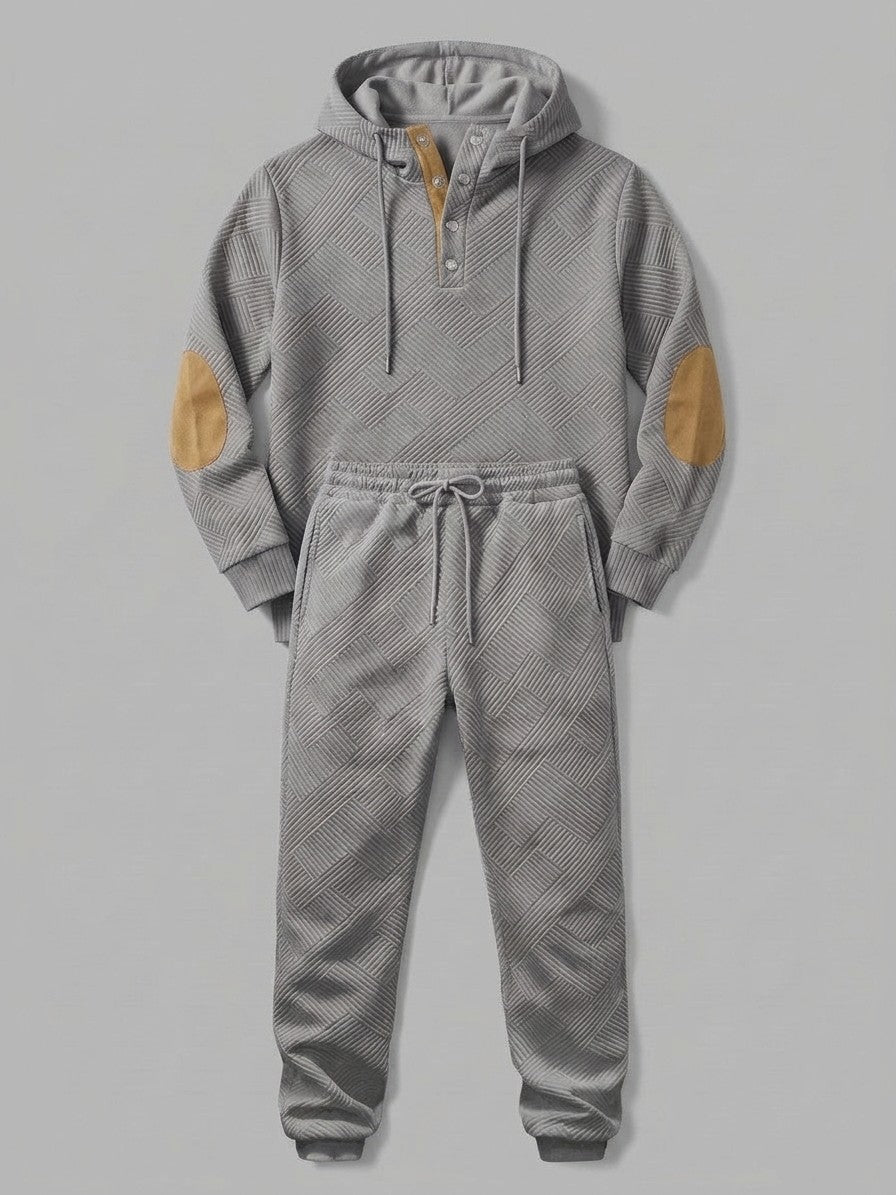 Chiari Men's Textured Henley Hoodie & Jogger Set — grey — packshot