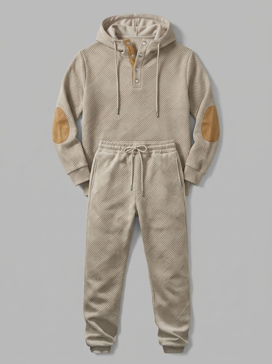 Chiari Men's Textured Henley Hoodie & Jogger Set — khaki — packshot