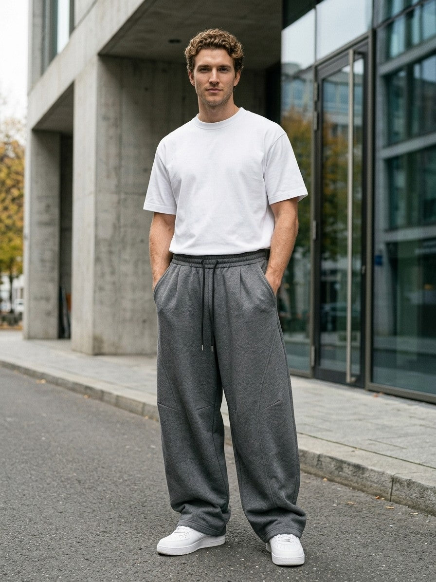 Chiavari Men's Curved-Seam Balloon Sweatpants — gray — lifestyle