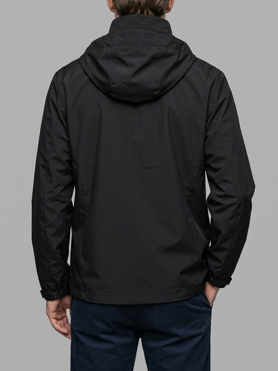 Chieri Men's Lightweight Hooded Rain Jacket — black — back